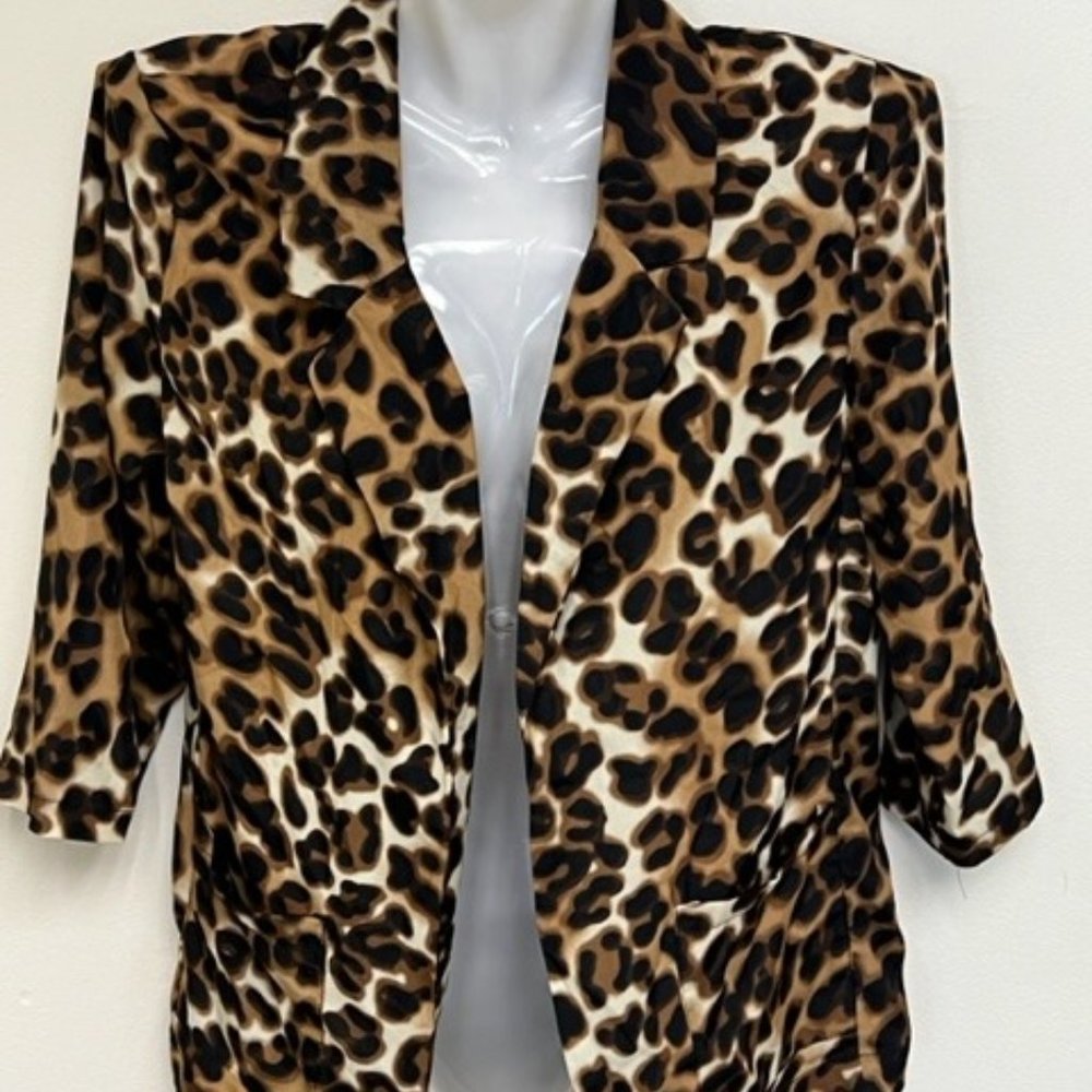 Women's Costa Blanca Collection Leopard Print lightweight Blazer Jacket Size: XS